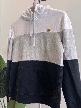 tentree Men's Colorblock Hoodie in White, Gray & Black